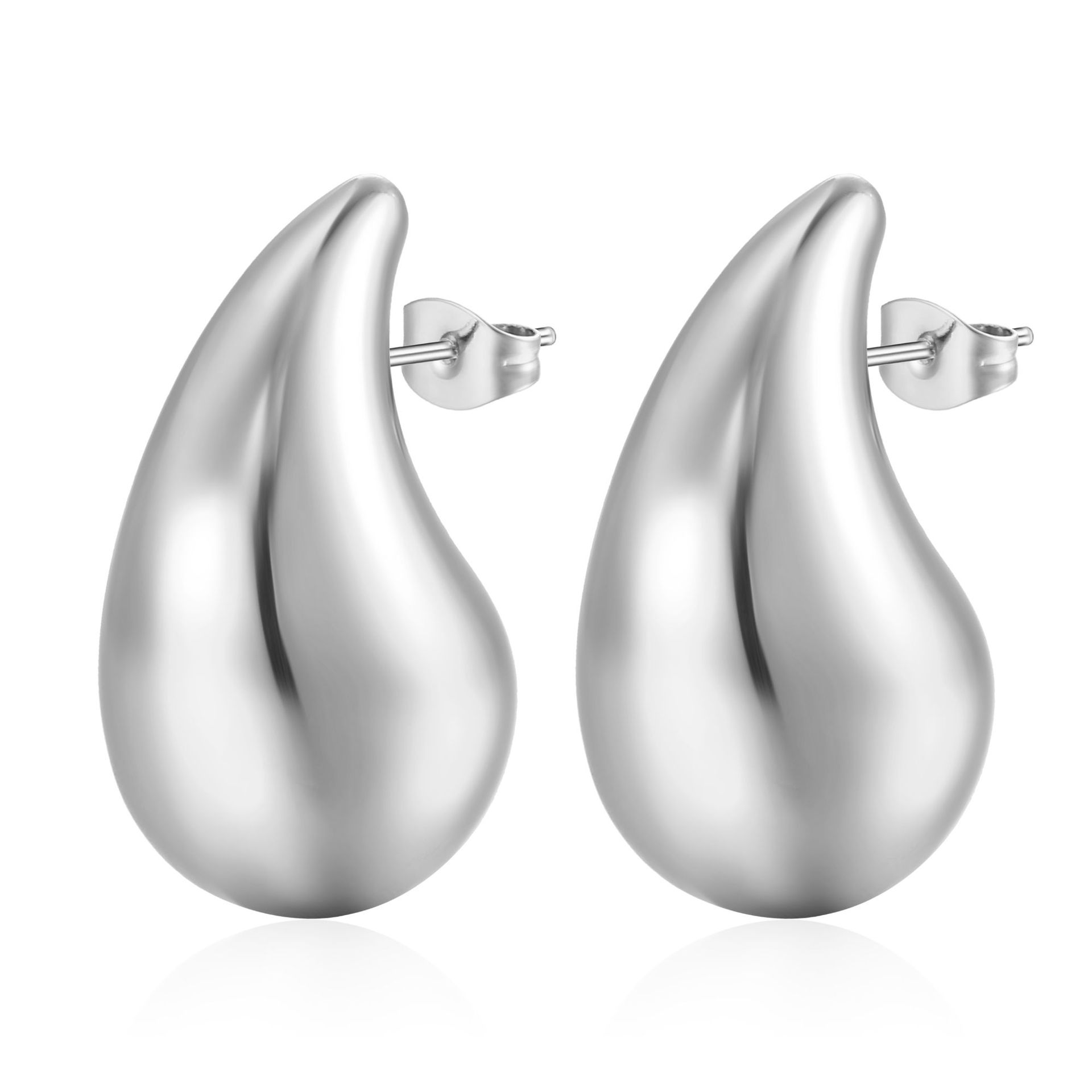 Round stainless steel hollow earrings, oval for women, electroplated 18K earrings earrings