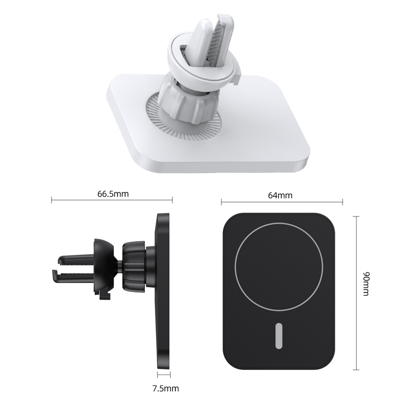 New car magnetic wireless charger, suitable for Qi Apple 15 14 phones 15W fast charge Type-C stand car