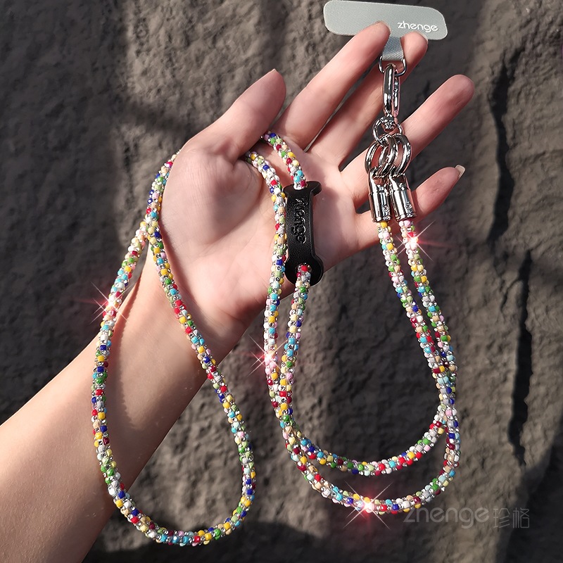 Crossbody sparkly diamond phone strap women's small fragrance style outdoor long travel phone chain bag strap