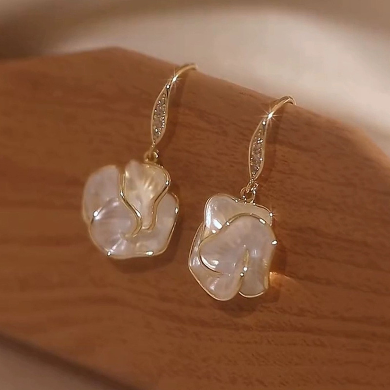 New glaze mountain flower zircon earrings niche ear drops ear accessories