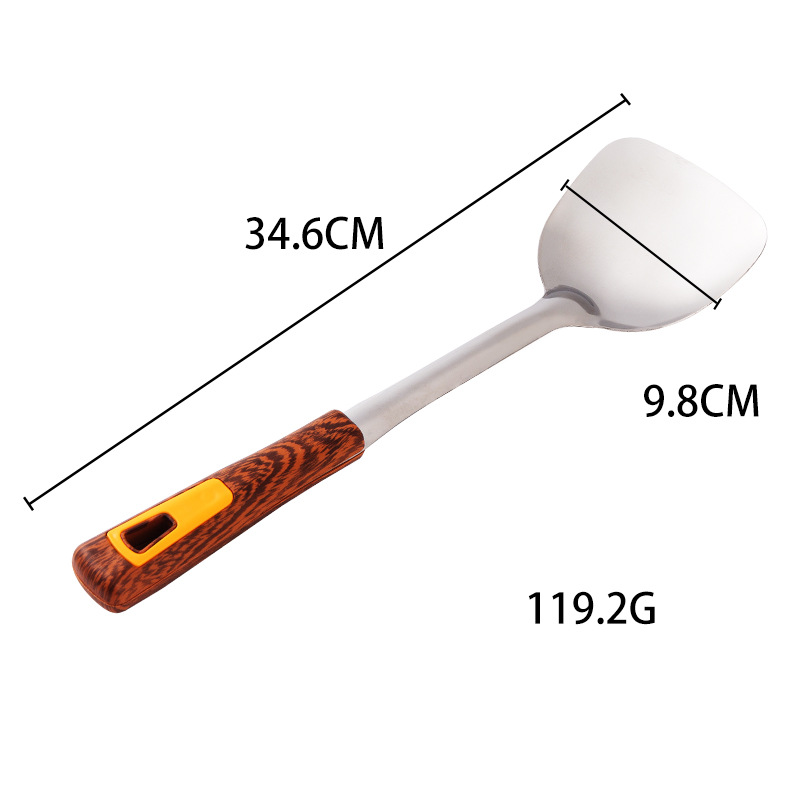 Stainless steel spatula, soup spoon, imitation wooden handle, household items, kitchenware set, kitchen tools, daily necessities