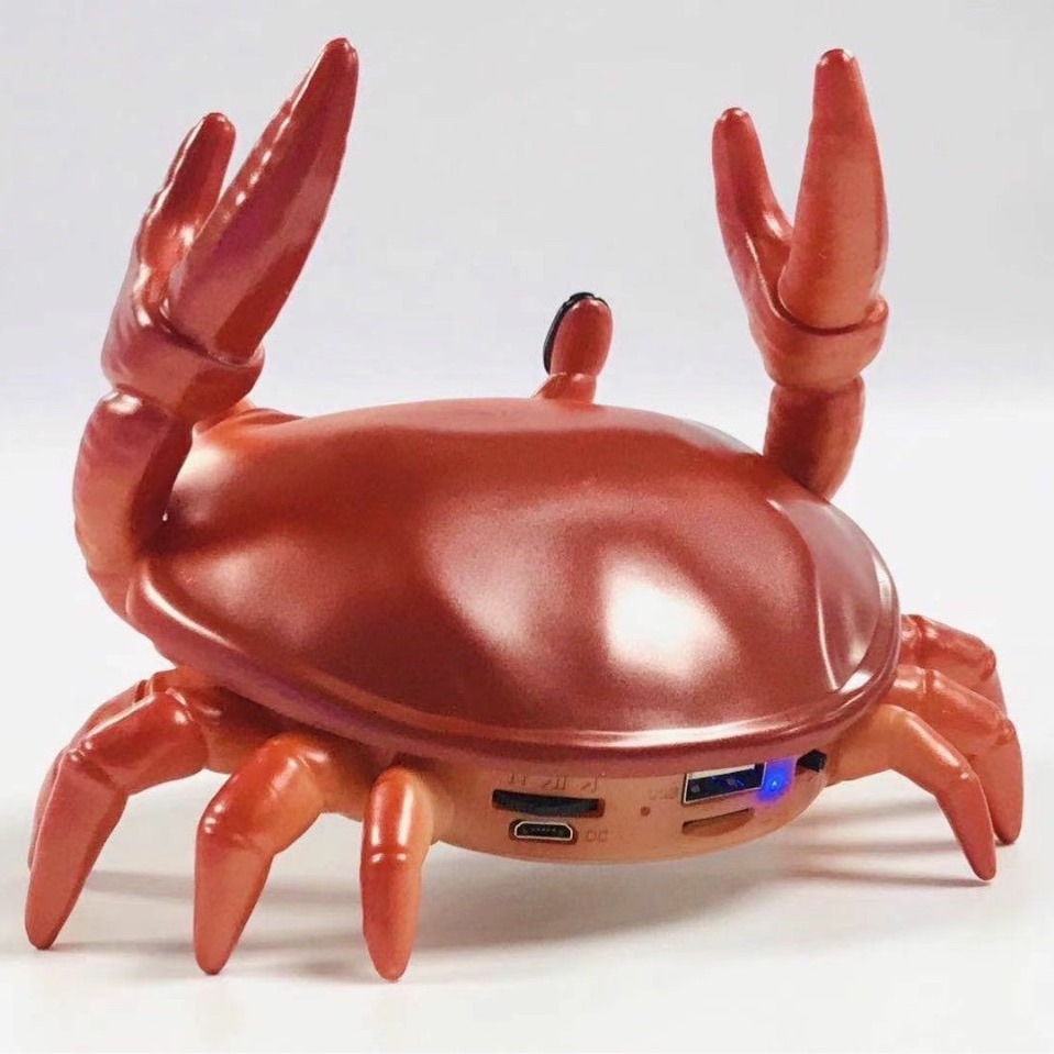 Crab Bluetooth Speaker Home Decoration Card USB Phone Holder Player Bass Gift Audio
