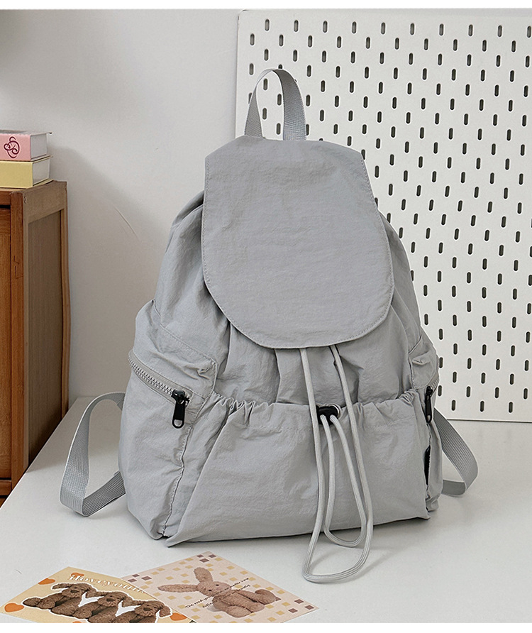 New Niche Lightweight Nylon Fabric Backpack Women Casual Drawstring Travel Large Capacity Backpack