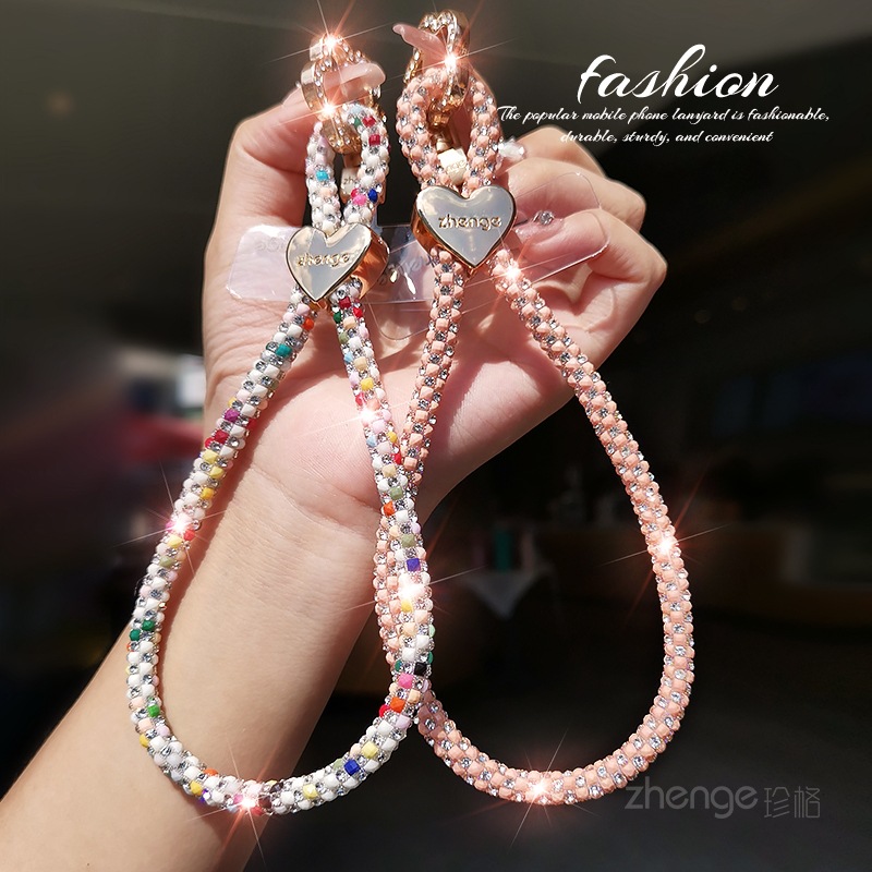 Phone strap wrist type sparkly diamond love flower buckle bracelet short exquisite outdoor travel shopping