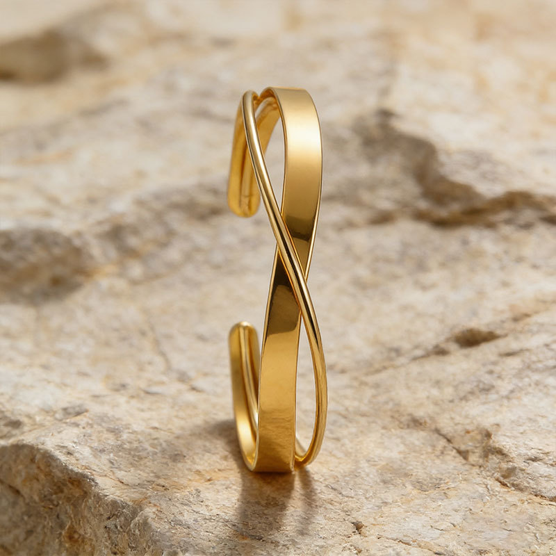 Open adjustable irregular geometric arm ring metal exaggerated cross bracelet arm bracelet