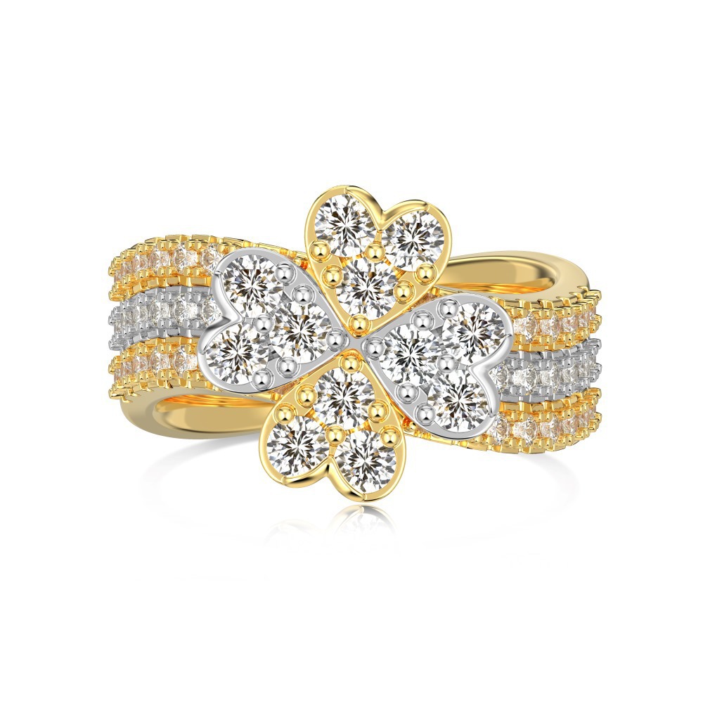 One-multi-wear S925 sterling silver four-leaf clover ring for women, full diamond zircon closed ring jewelry