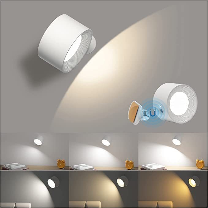 USB rechargeable magnetic wall lamp LED bedside reading lamp portable touch adjustable night light magnetic wall lamp