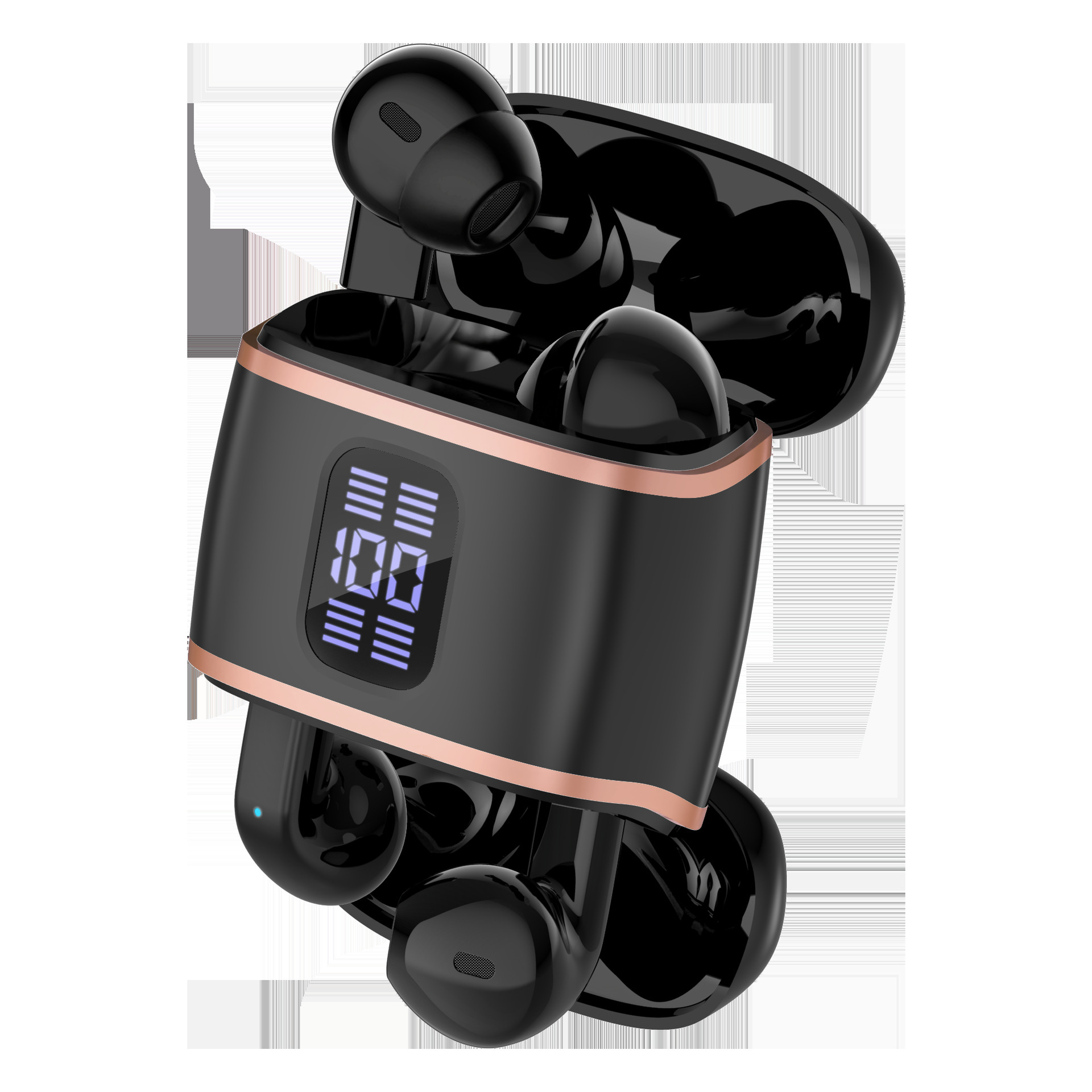Private Mold J17 Open Ear TWS Earphones Digital Display Noise Cancelling Long Battery Life Low Latency Couple Bluetooth Earphones