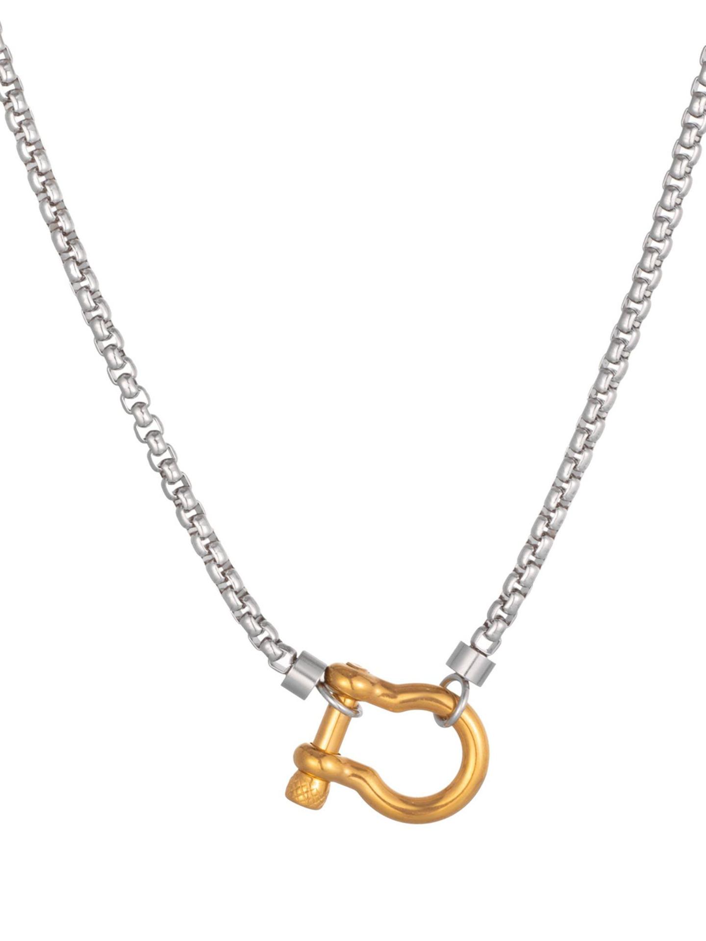 New style carabiner necklace 18K gold-plated stainless steel box chain necklace for couples men and women