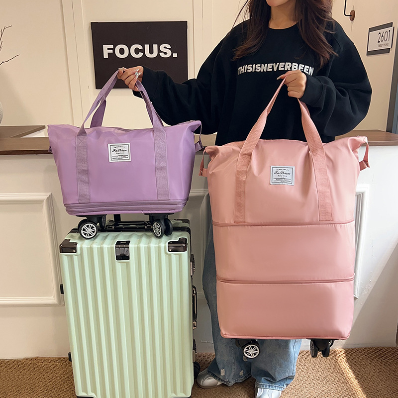 Foldable multi-purpose luggage large capacity handbag student use pull rod box universal wheel carry-on bag travel bag
