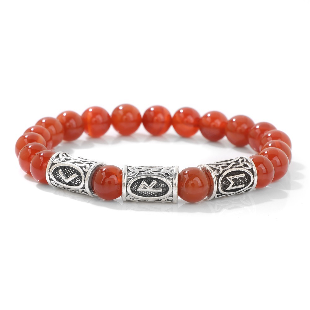 New rune symbol Norway bracelet for men tiger eye stone turquoise elastic rope unisex bracelet
