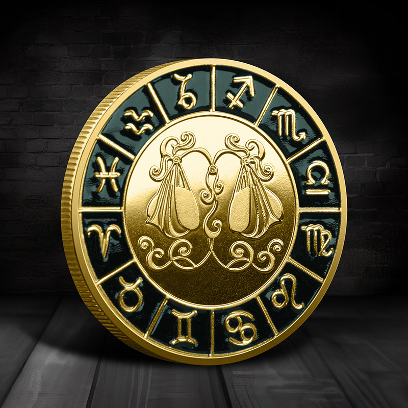 Twelve Zodiac Commemorative Medal 12 Pieces Full Set Coin Zodiac Commemorative Coin Lucky Coin Zodiac Twelve Palace Collection