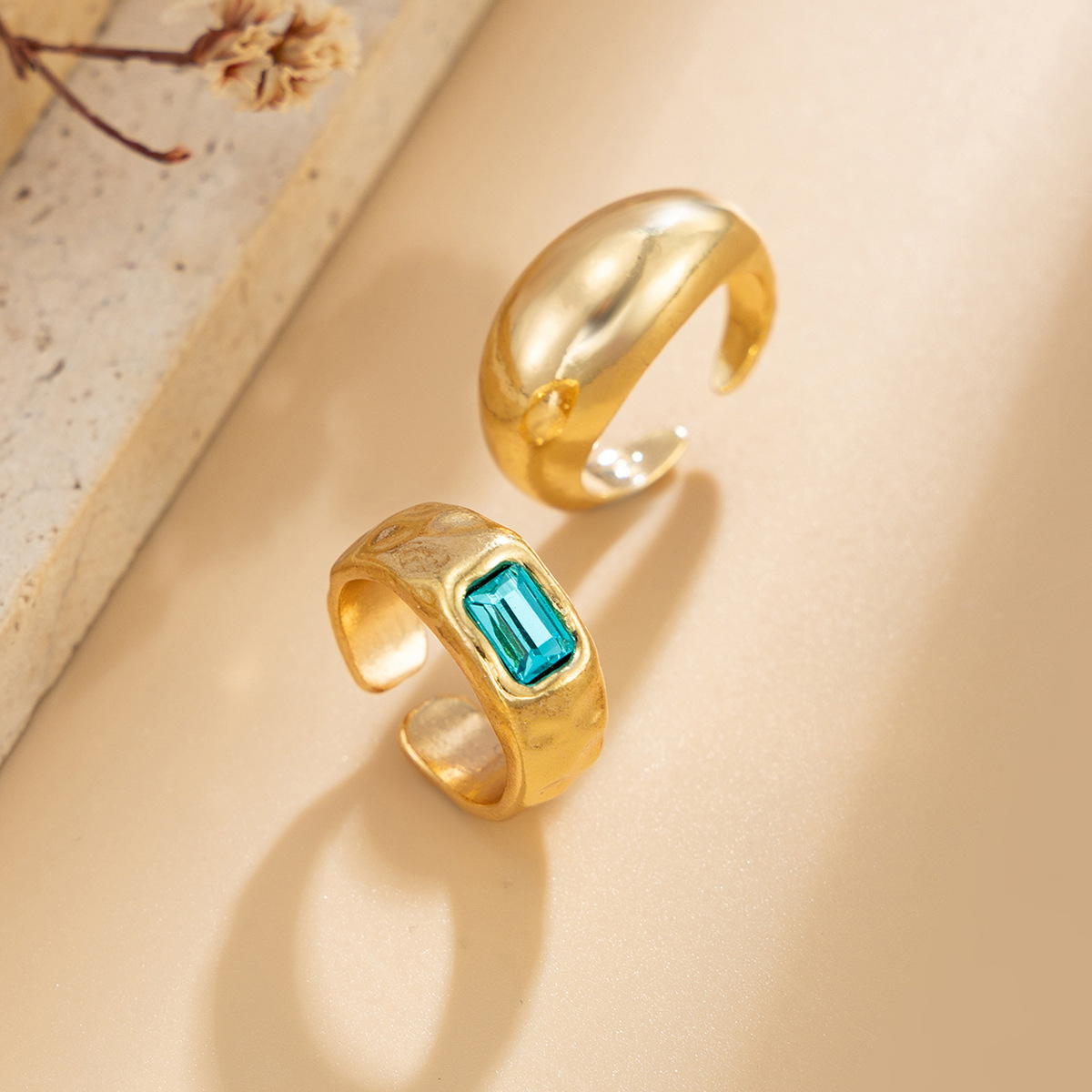 Jewelry colored gem open toe ring round arc toe ornament