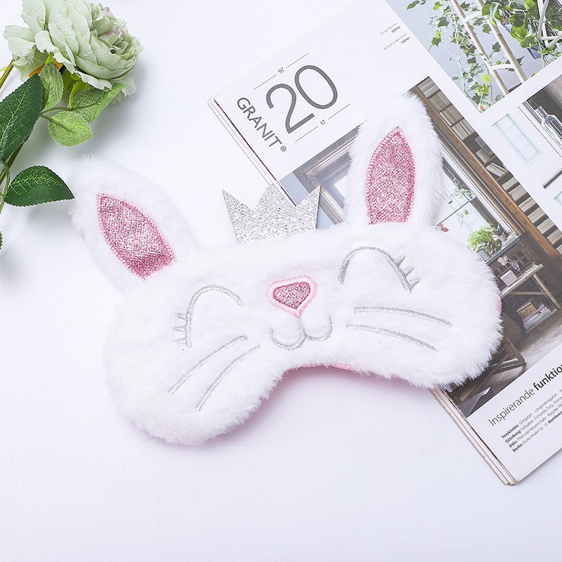 New cartoon cute plush eye care sleep eye mask, cute cat anime design, ice compress eye mask
