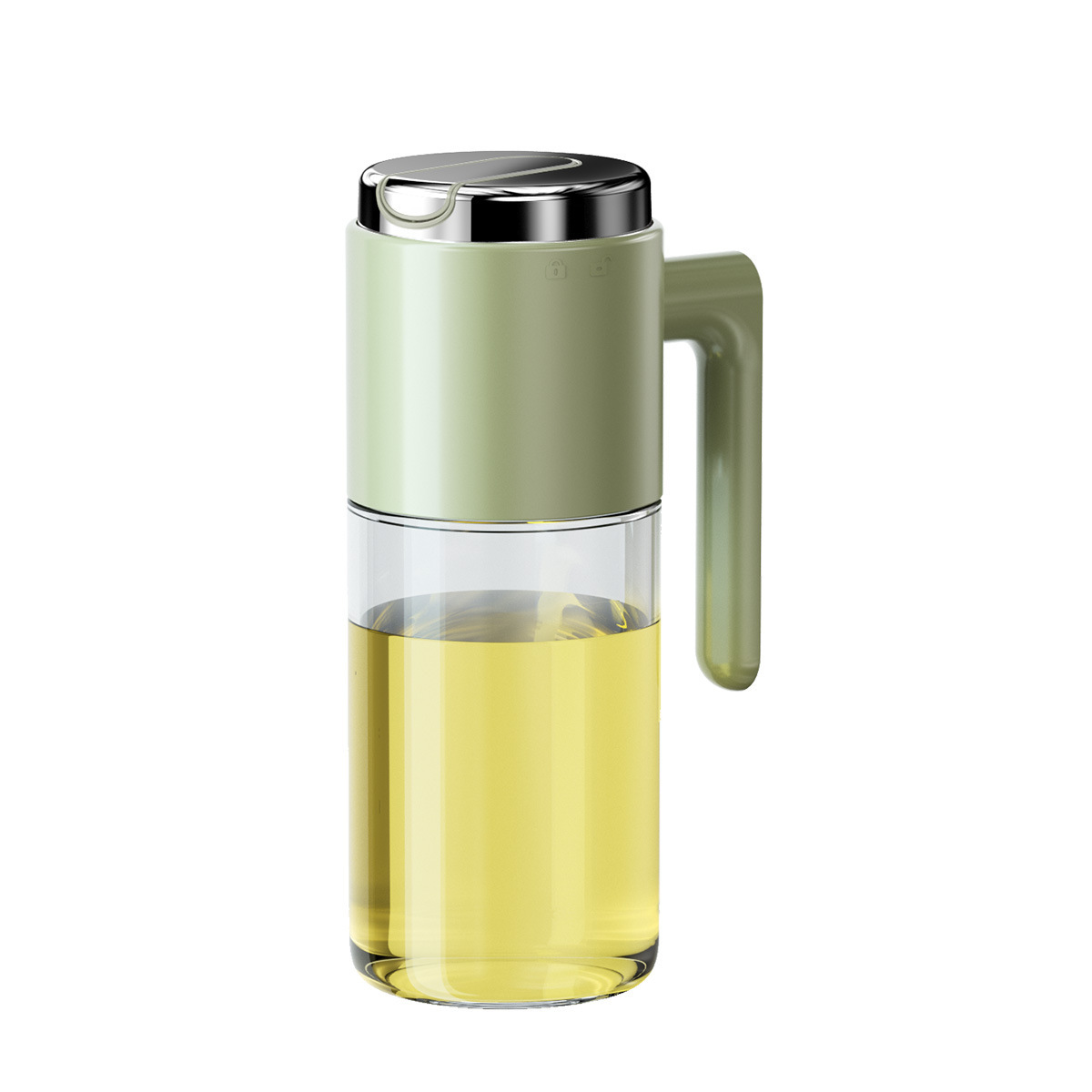 Stainless Steel Glass Oil Bottle Kitchen Household Automatic Open-Close Gravity Oil Can Soy Sauce Seasoning Bottle Oil Bottle 500ML