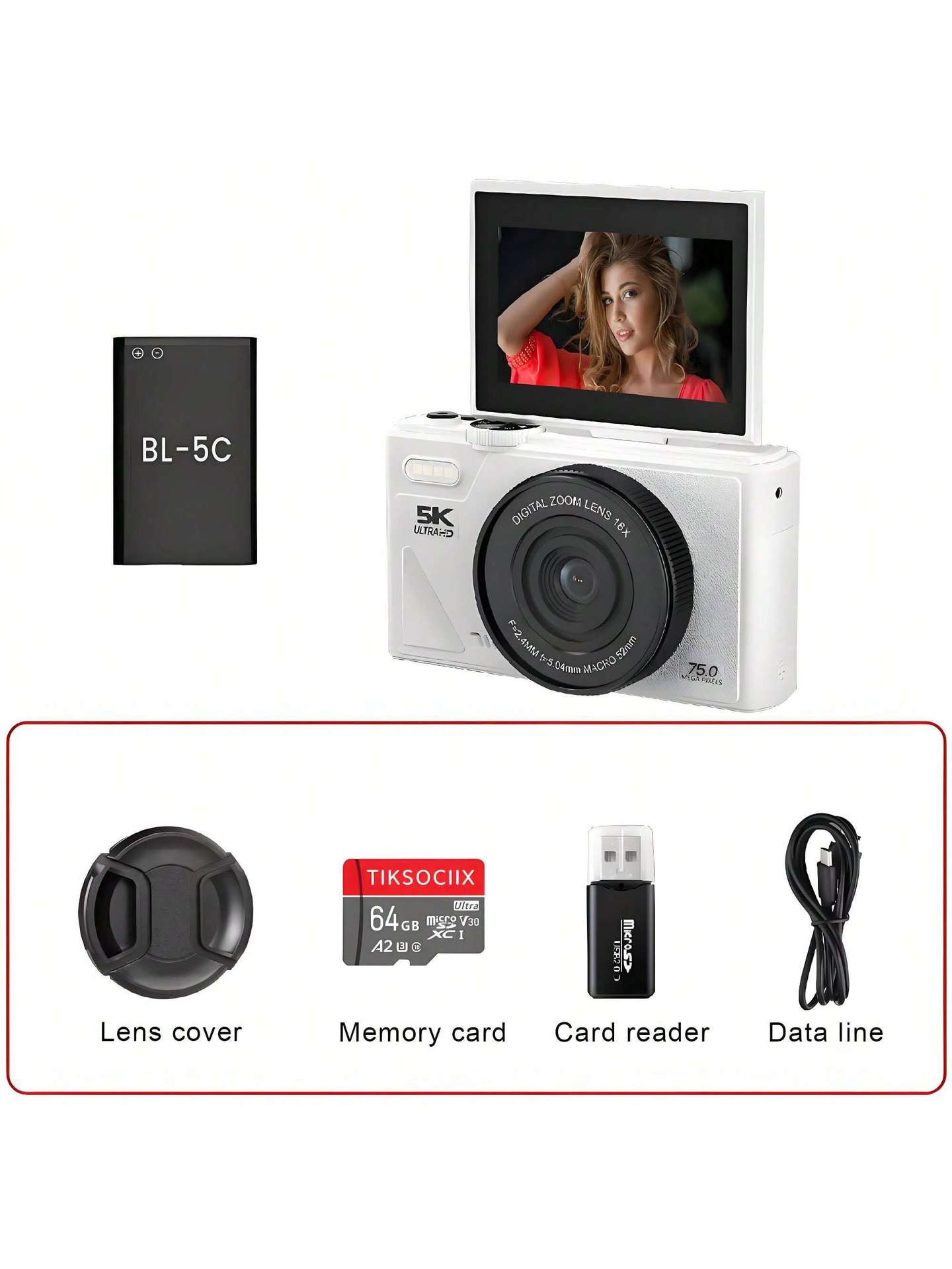 New W1 flip screen CCD camera HD digital camera with WiFi transmission beauty filter 4K5K