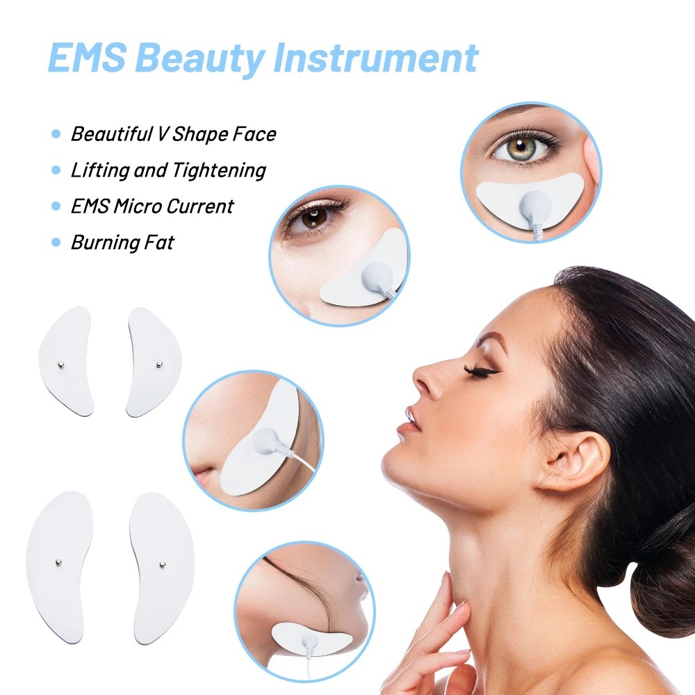 V-shaped face wrinkle-removing facial massager EMS facial massager low-frequency pulse moon-shaped beauty device remote control