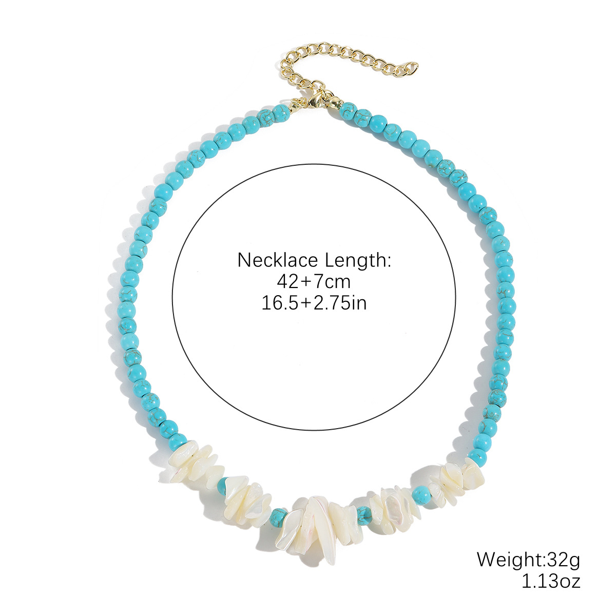 Turquoise necklace Bohemian ethnic style double-layer stacked drop turquoise necklace