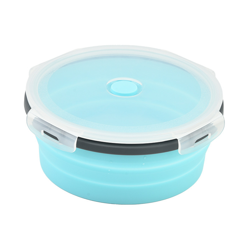 Silicone Lunch Box Foldable Expandable Portable Travel Microwave Oven Household Bento Box Fresh-Keeping Box 4-Piece Set