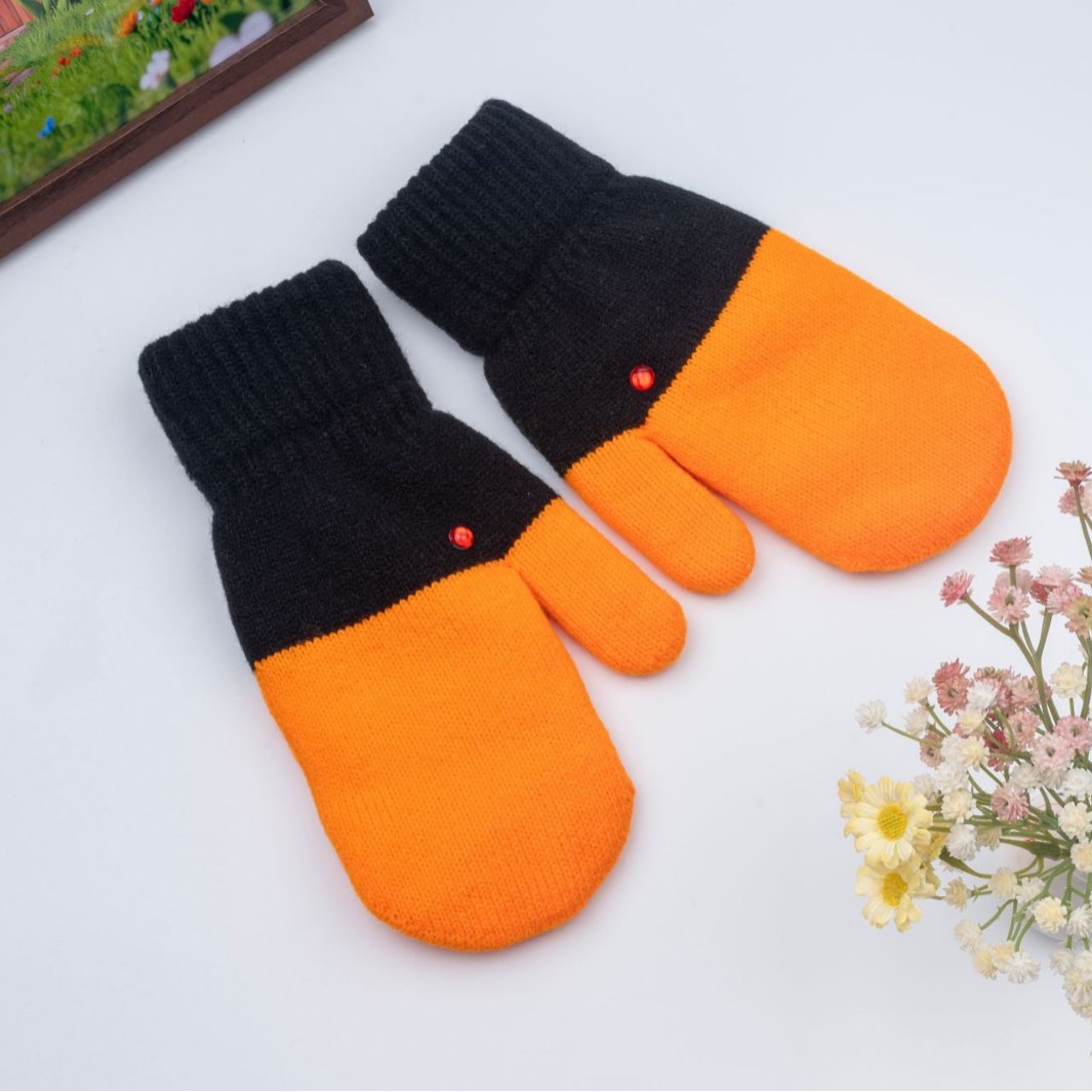New Adult Knitted Goose Feather Yarn Gloves Autumn Winter Cute Fleece-Lined Thickened Anti-Cold Warm Double-Layer Gloves