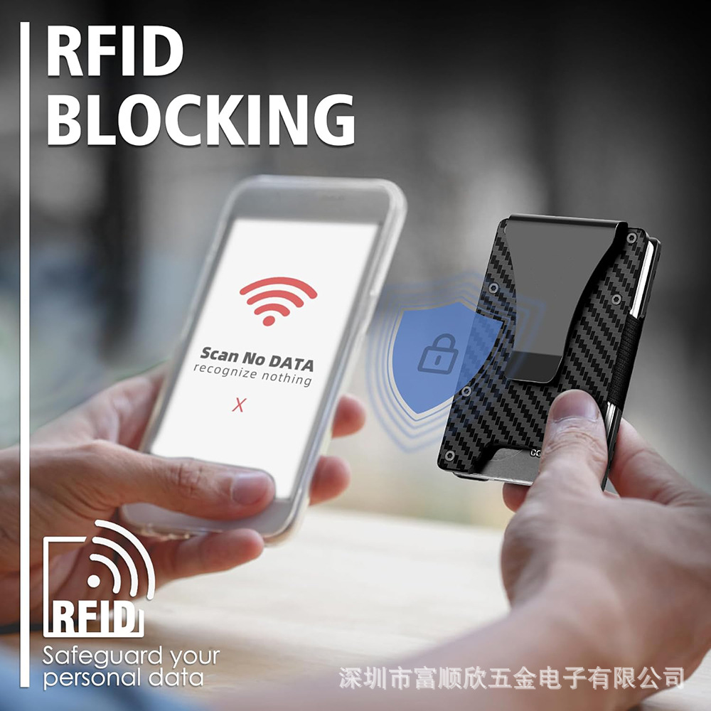 New Aluminum Alloy Metal Card Holder Carbon Fiber Wallet Money Clip RFID Metal Card Clip Blocking Technology