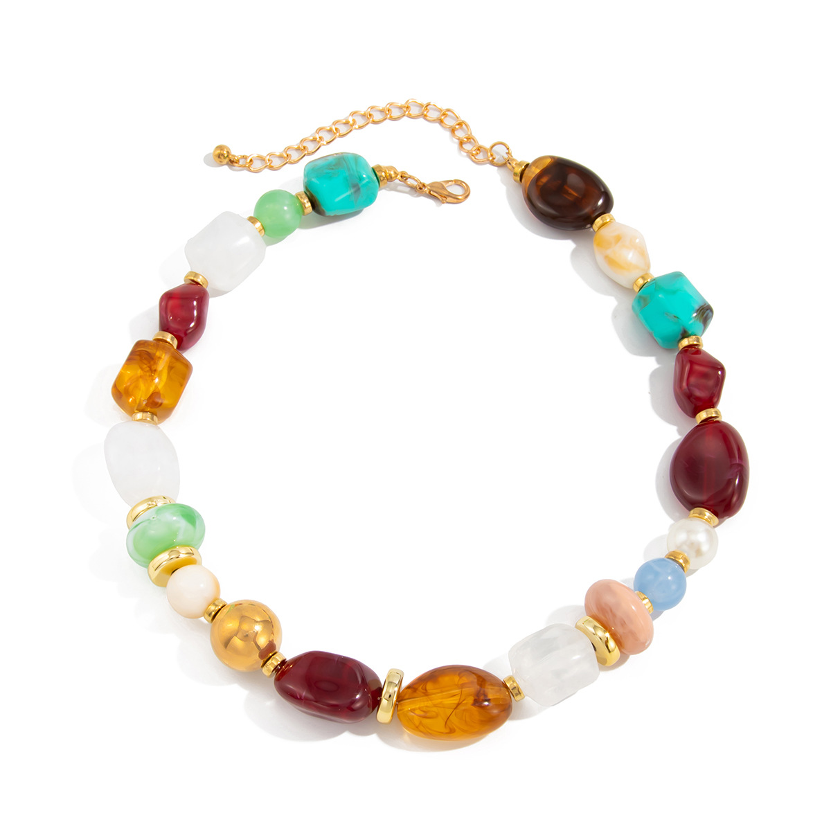 Jewelry Merad style colored resin bead necklace irregular CCB锁骨项饰