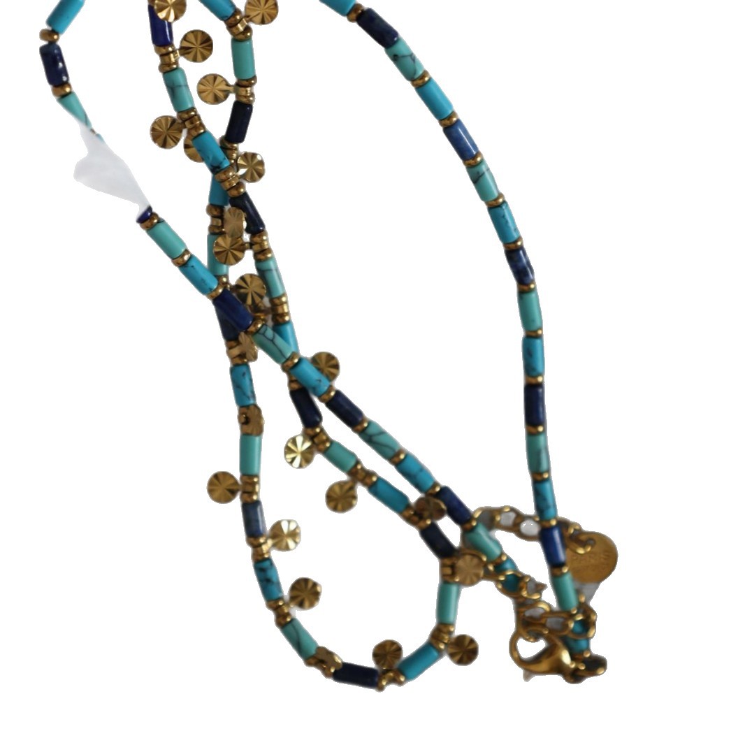 301 South France Workshop Handmade Lapis Lazuli Green Turquoise Artificial Beaded Necklace All Hard Material Delicate Detail