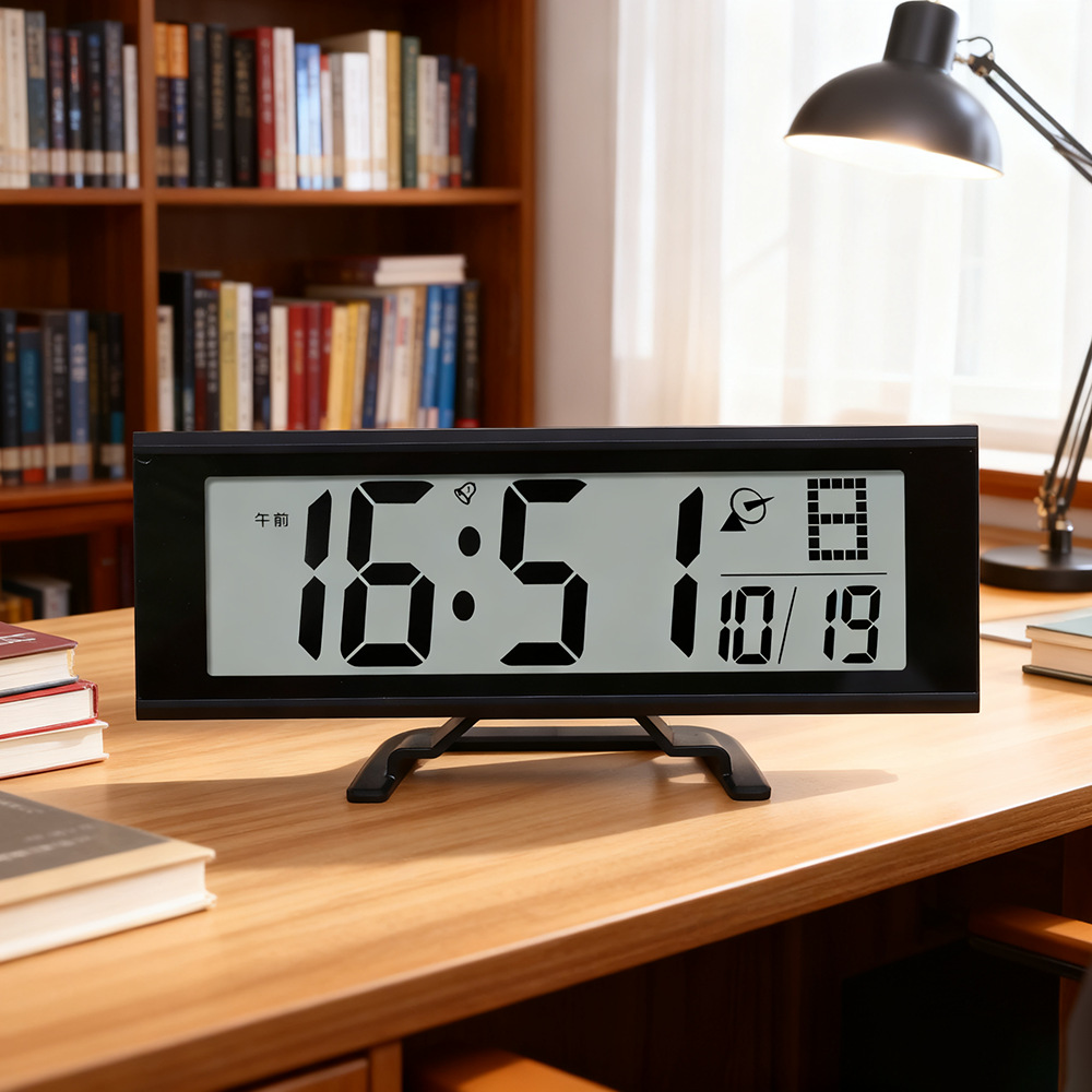 LCD radio-controlled clock, Japanese automatic time-setting radio-controlled clock, desktop silent snooze electronic alarm clock, electronic clock