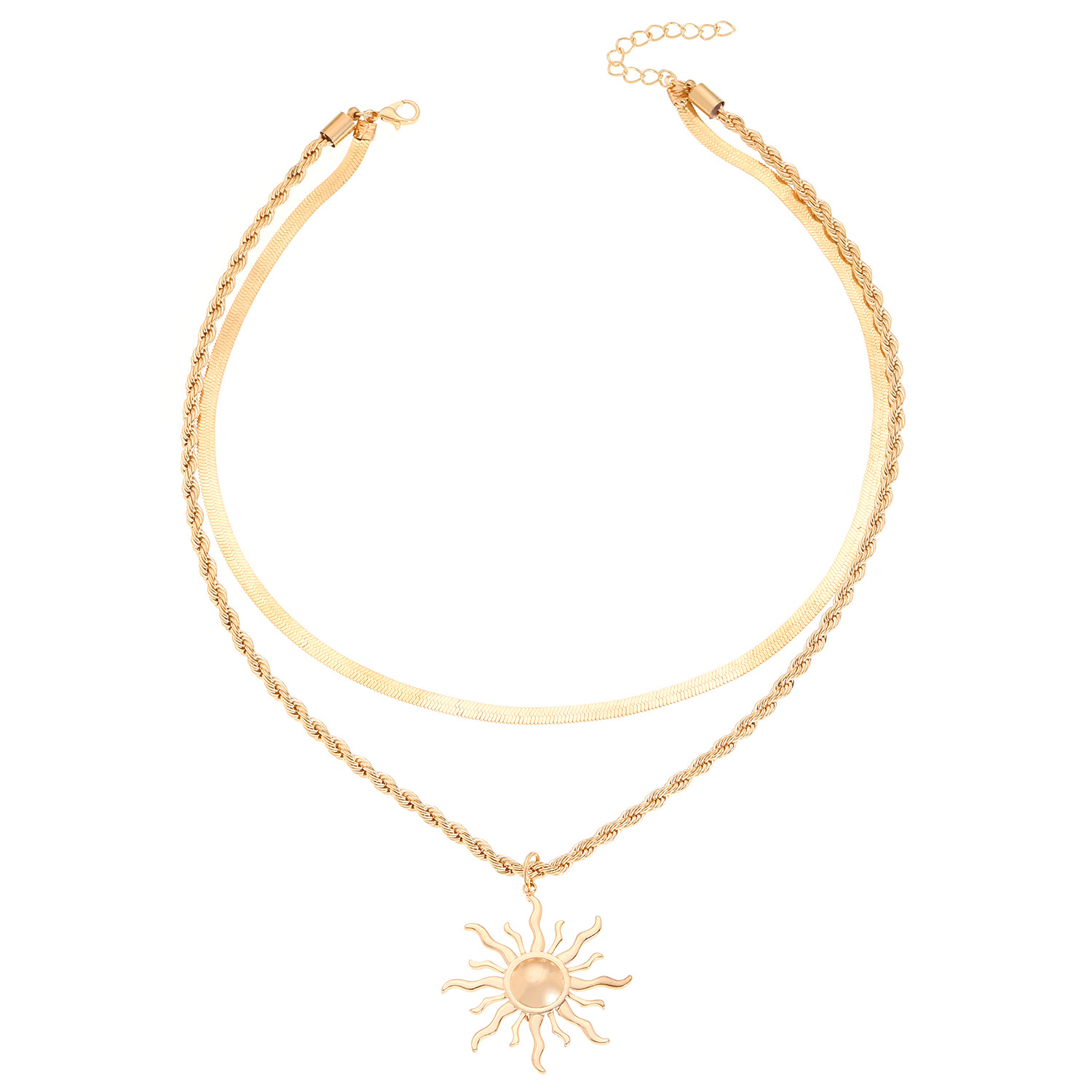 Sunflower Flame Pendant Necklace Niche Stacking Sun Collarbone Chain
