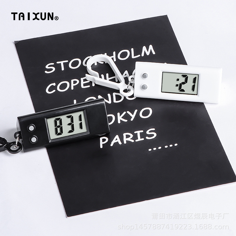 Work Study Postgraduate Entrance Exam Mini Silent Electronic Watch Portable Student Backpack Keychain Small Hanging Watch Compact Electronic Clock