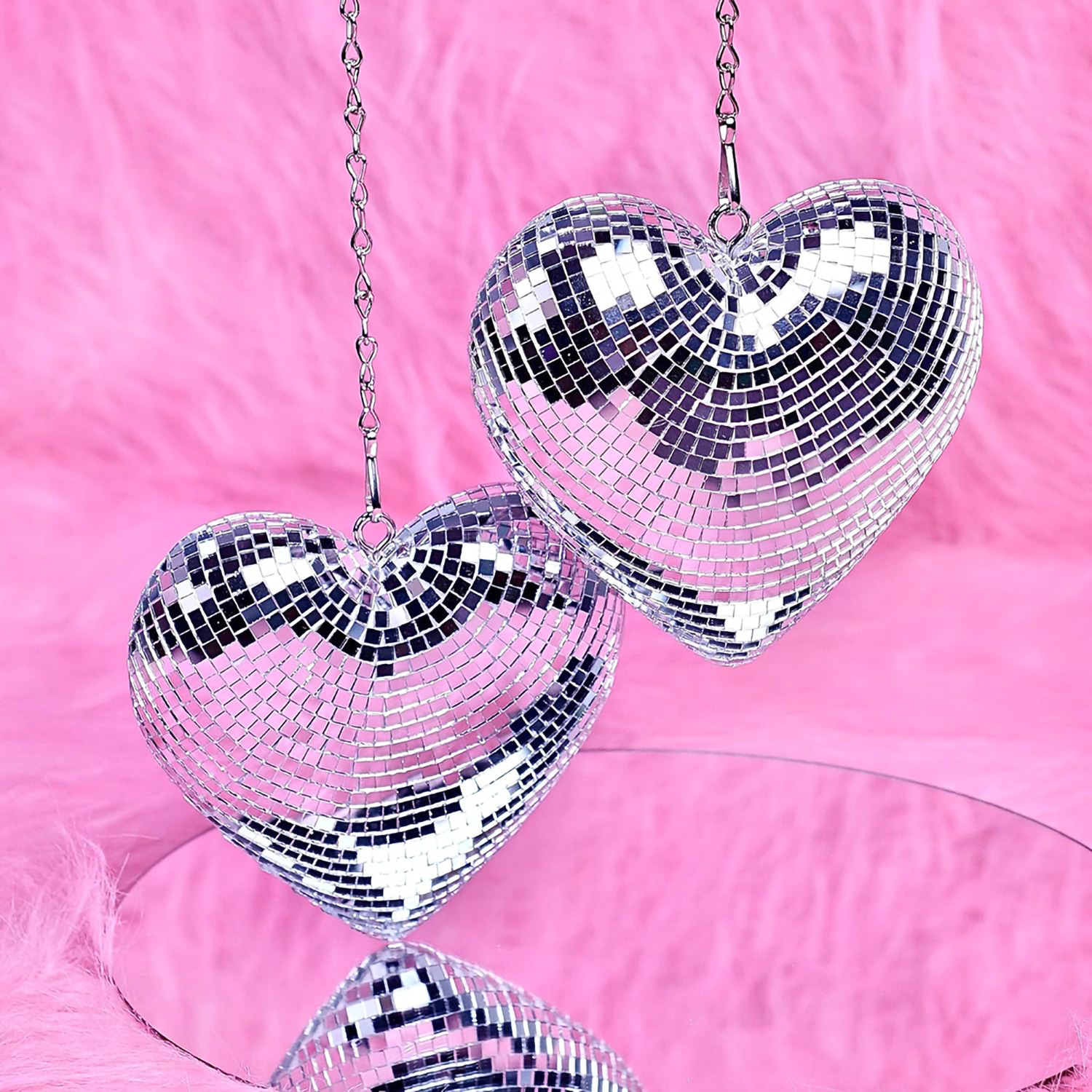 Chain Love Heart Disco Ball Disco Heart Glass Decoration Party Reflective Atmosphere Product Christmas