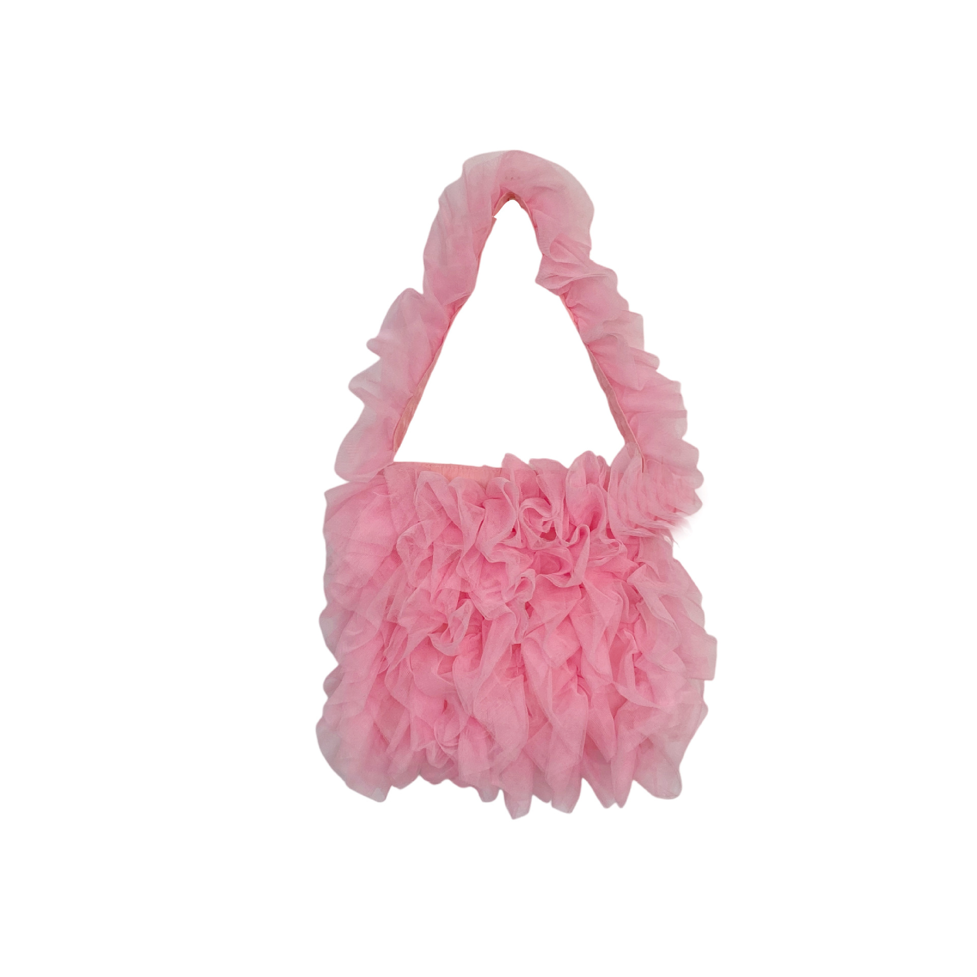 Sweet Girl Style Lace Pleated Bag Lace Soft Mesh Splicing Handbag Celebrity Style Underarm Shoulder Bag