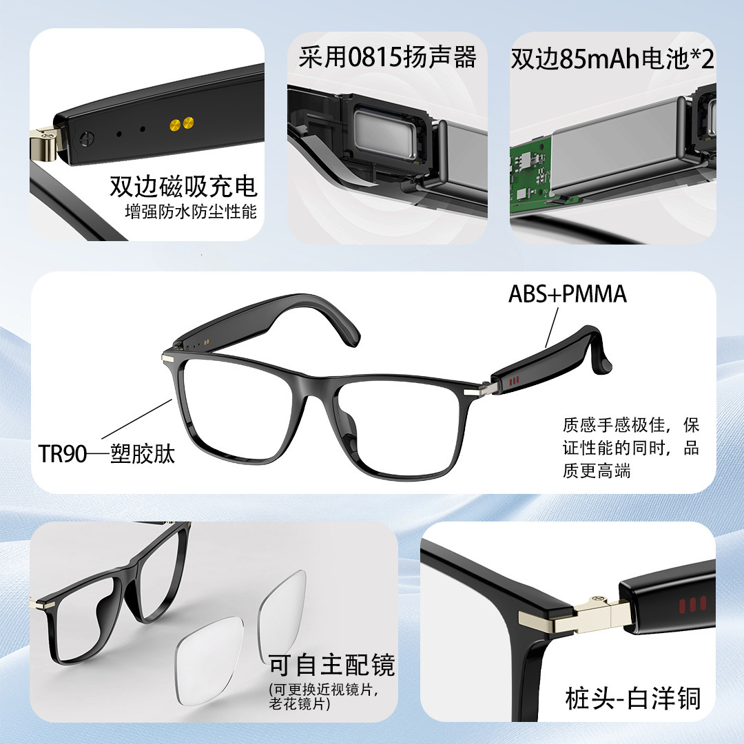Support Multi-language AI Translation Smart Glasses with Location Tracking Call Wireless Bluetooth Music