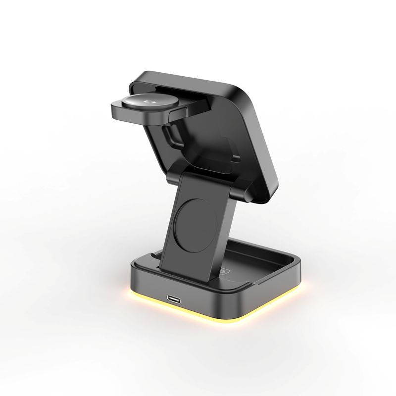 Desktop Phone Stand Foldable Vertical Compatible with Apple 3-in-1 Magnetic 15W Phone Wireless Charger