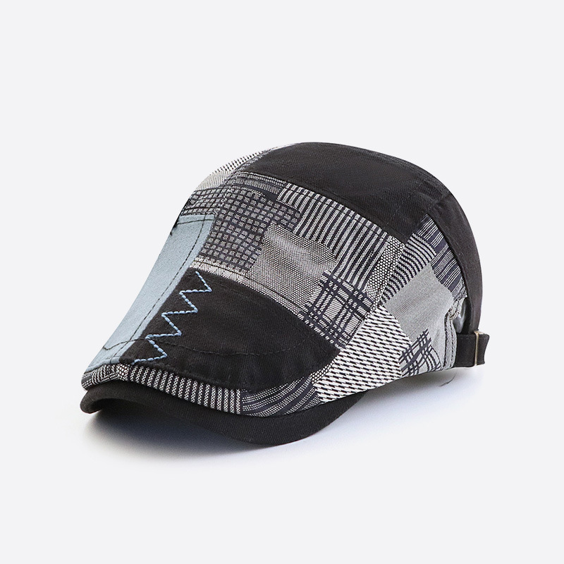 New patchwork plaid niche cap for women, summer sun-protective hat, men's forward cap
