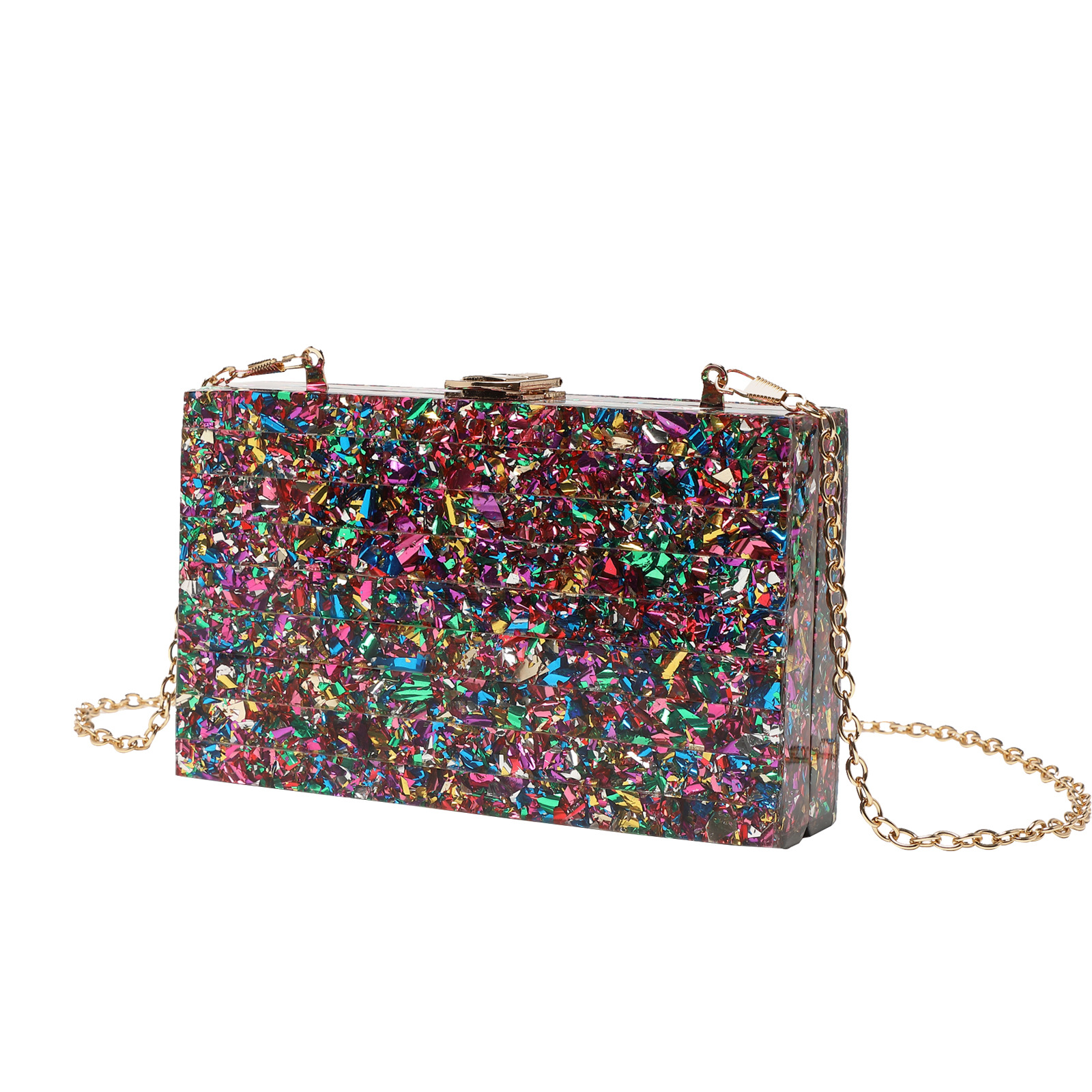 2023 New Evening Bag Striped Stitching Pearlescent Acrylic Clutch Bag Crossbody Exclusive