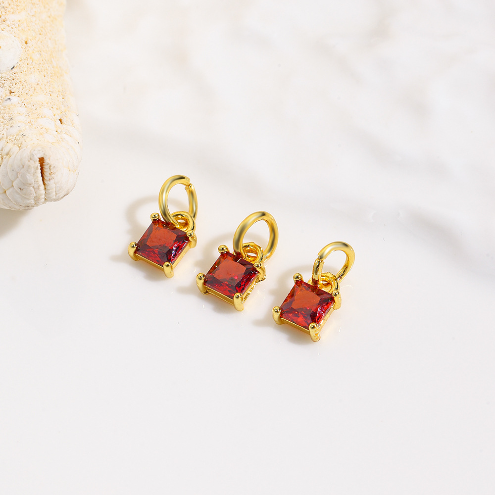Niche geometric square colored zircon small pendant, DIY bracelet necklace earring accessories materials jewelry