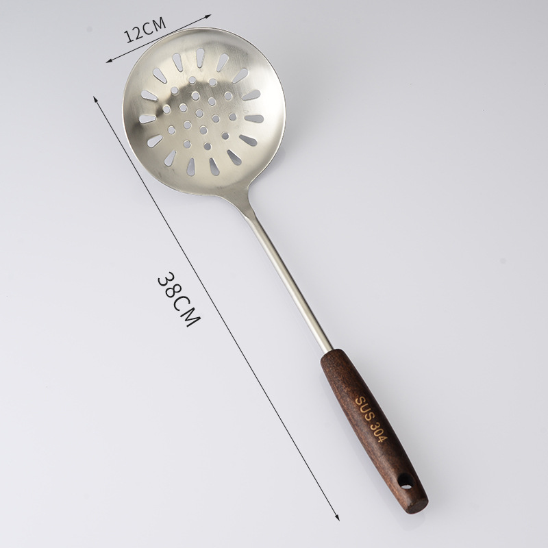 304 stainless steel cooking spatula spoon kitchen utensils anti-scald wooden handle spatula household frying spatula pan