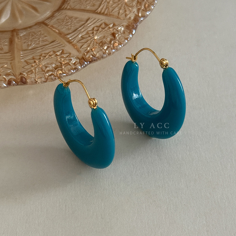 Small Fresh Semi-Circular Stud Earrings Candy Color Daily Commuter Earrings