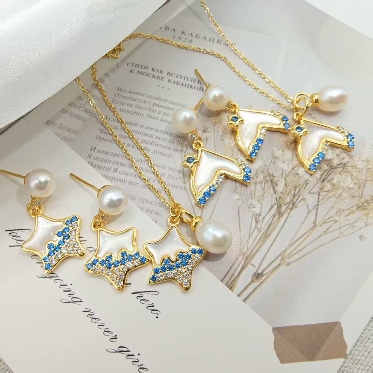 DIY Pearl Accessories Silver Needle 18K Gold-Plated Micro-Set Zircon Swan Earrings Empty Mount Earrings Pearl Accessories