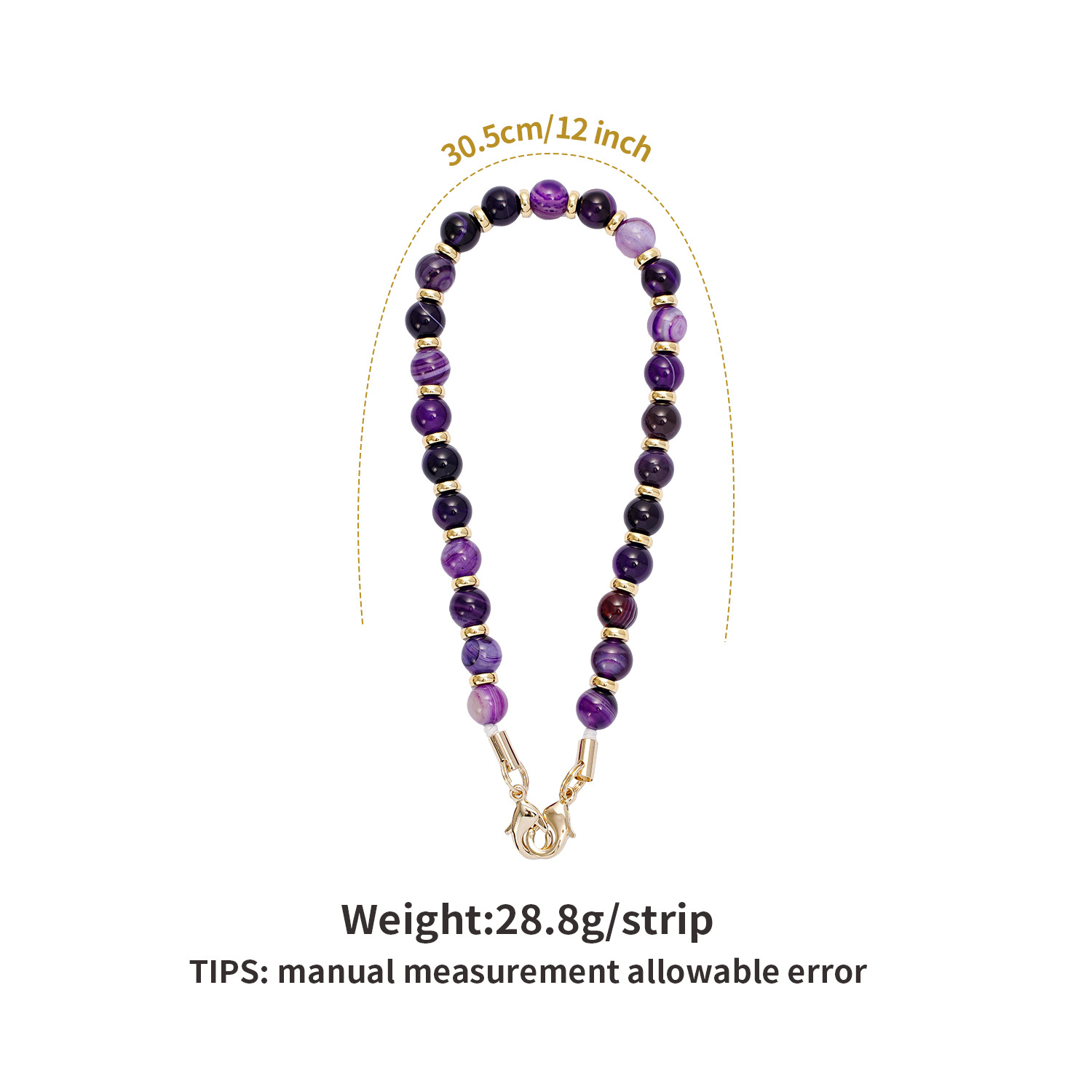Beaded Phone Lanyard Stone Amethyst Obsidian High Quality Natural Stone Phone Strap