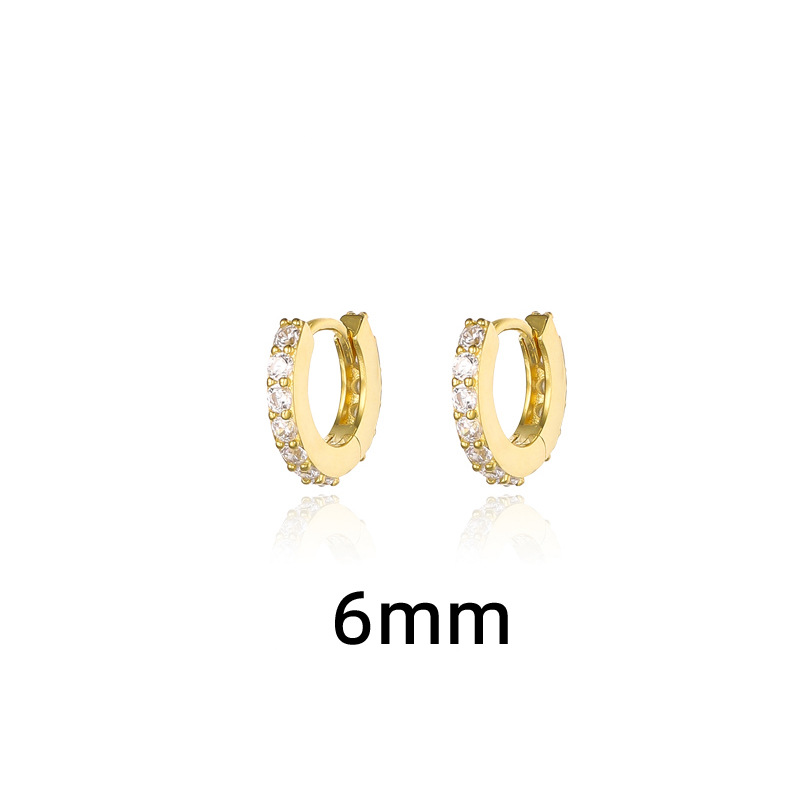 Full Diamond Zircon Ear Cuff Two-Tone Geometric Row Earring Stackable Zircon Circle Earring