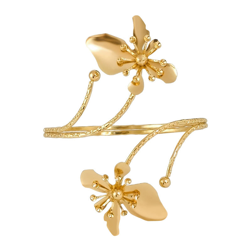 Metal flower open adjustable arm ring bracelet exaggerated geometric arm ring bracelet