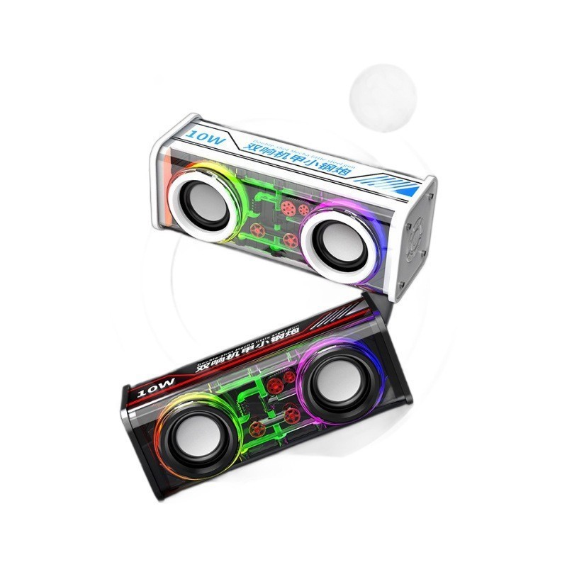 Wireless mini Bluetooth speaker transparent mecha subwoofer dual speaker home portable outdoor bass speaker
