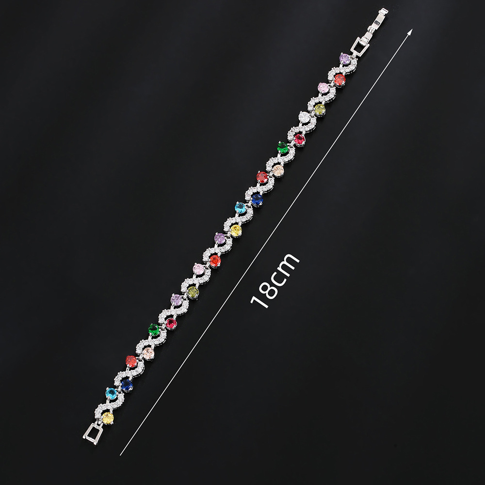 Rainbow crystal zircon bracelet popular full diamond party bracelet