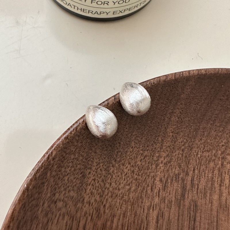 S925 sterling silver brushed texture earrings simple INS style ear accessories