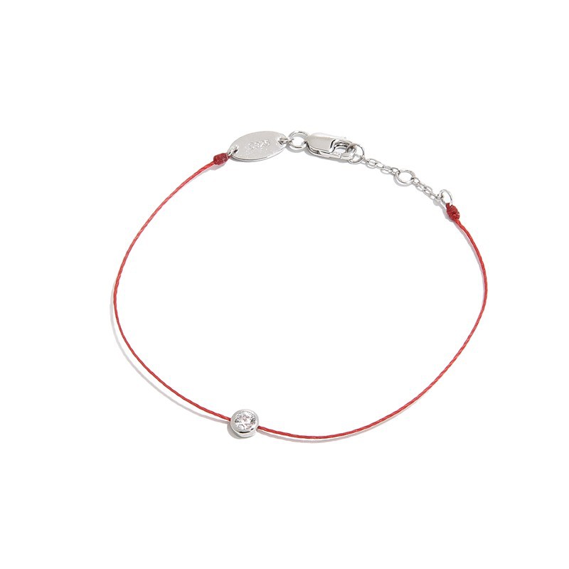 Redlink Rope Single Diamond Full Rope S925 Silver Gold-Plated Simple Benming Year Red Rope Bracelet Unisex