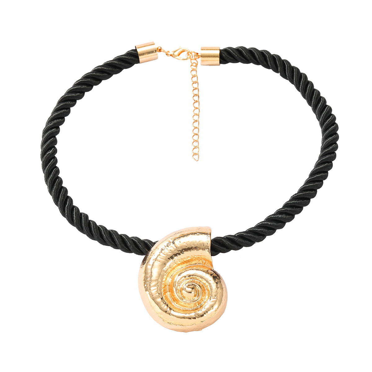 New beach vacation style conch necklace black cord pendant women exaggerated alloy pendant necklace