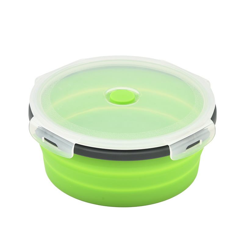 Silicone Lunch Box Foldable Expandable Portable Travel Microwave Oven Household Bento Box Fresh-Keeping Box 4-Piece Set