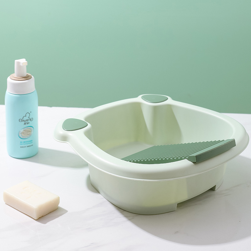 Household wash basin with washboard student dormitory washboard plastic large size vegetable washing baby hand wash basin mini